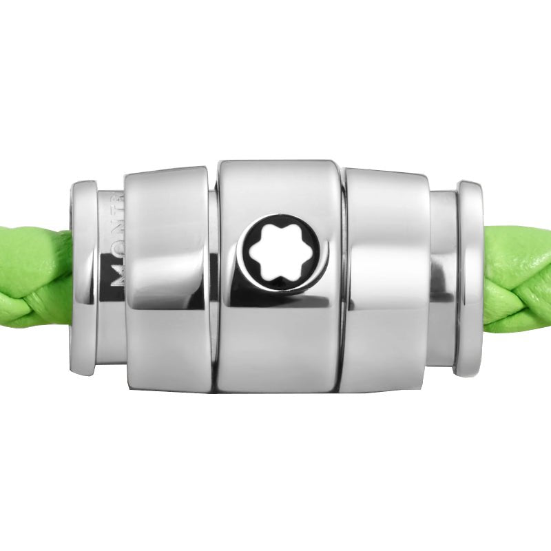 Bracelet hommeMontblancBracelet Montblanc Meisterstück en acier 3 anneaux en cuir vert citronS
