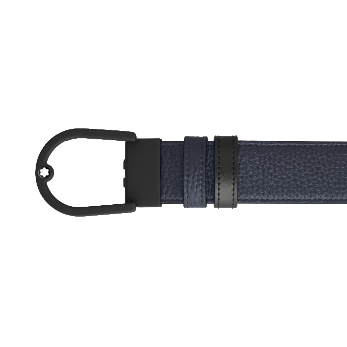 Ceinture hommeMontblancCeinture Montblanc réversible boucle fer à cheval de 35 mm en cuir bleu nuit/noir