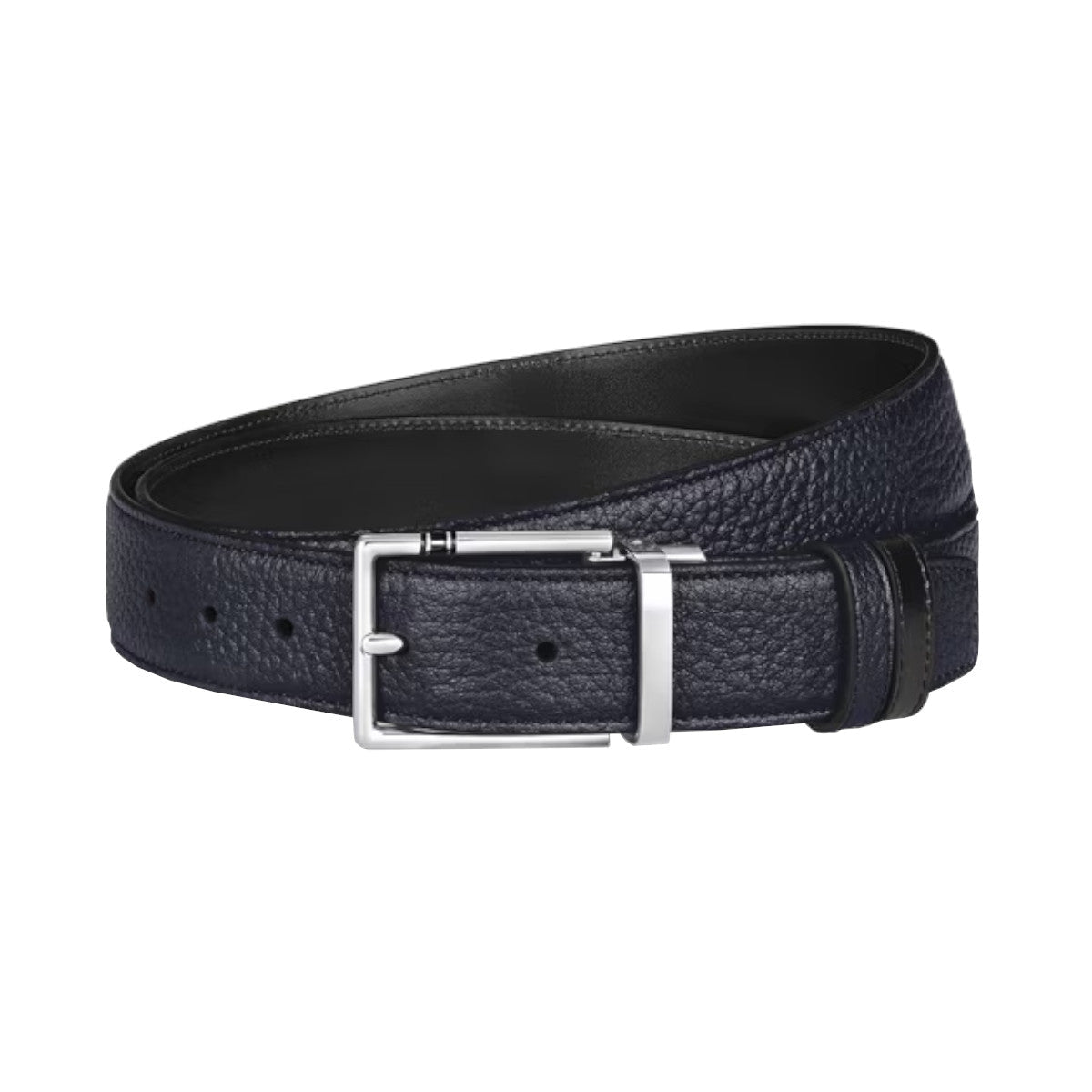 Ceinture hommeMontblancCeinture Réversible 30 mm à boucle Rectangulaire Montblanc Meisterstück en Cuir Grainé Bleu