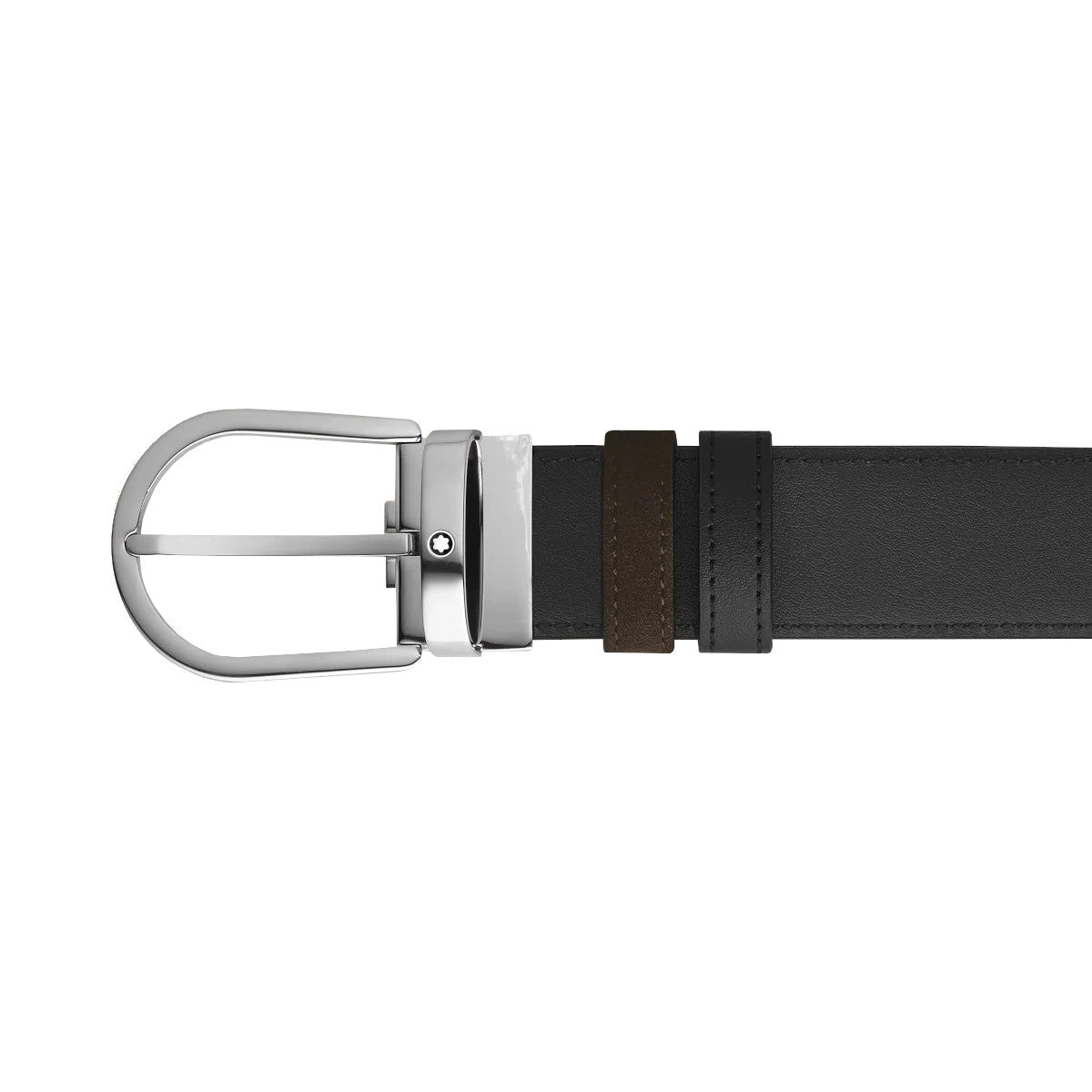Ceinture hommeMontblancCeinture Réversible Horseshoe Montblanc 35 mm en Suede Noir/Marron
