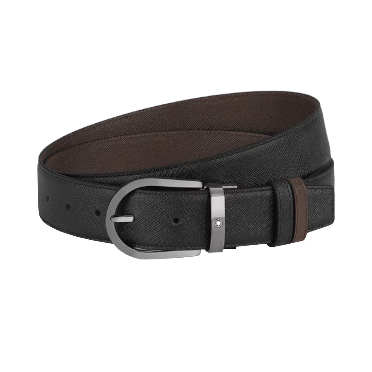Ceinture hommeMontblancCeinture réversible motif fer à cheval 35 mm en cuir Montblanc Sartorial ébène