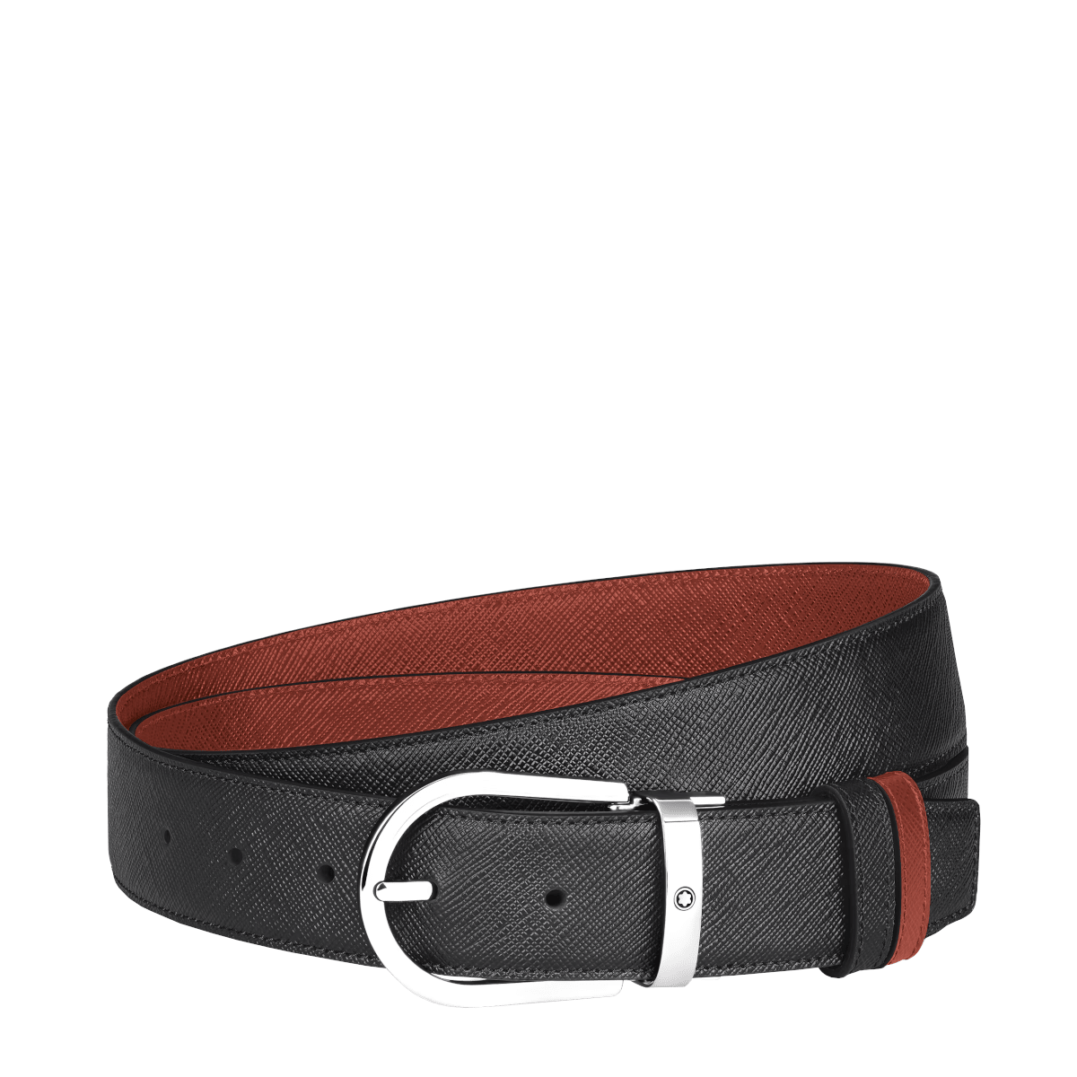 Ceinture hommeMontblancCeinture réversible motif fer à cheval 35 mm en cuir Montblanc Sartorial Rouge
