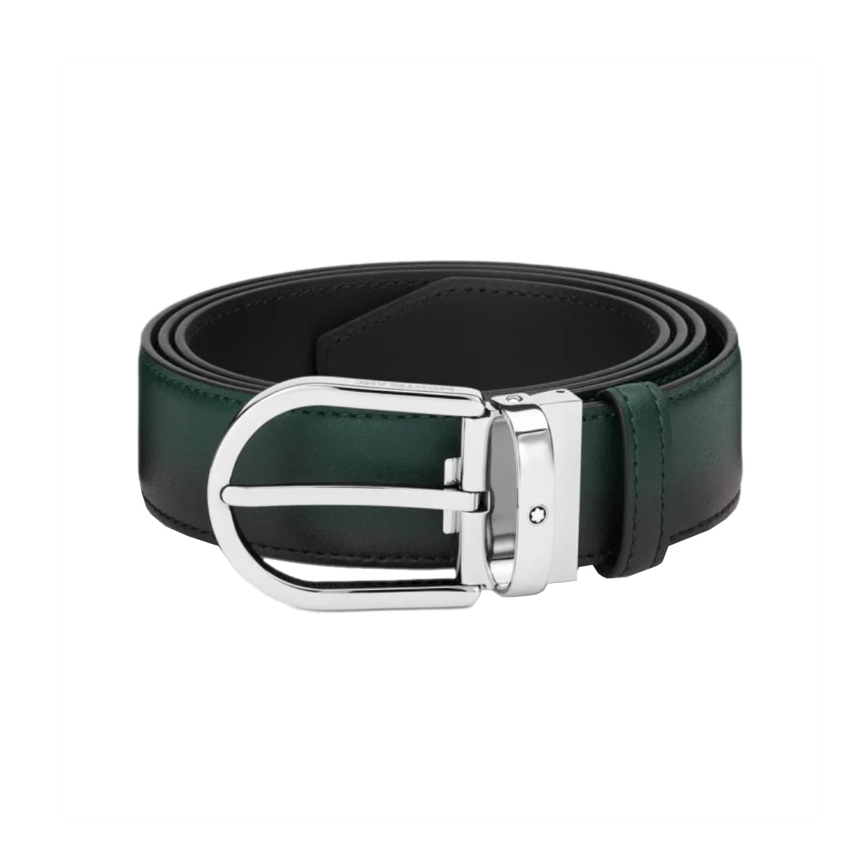 Ceinture hommeMontblancMontblanc Ceinture à boucle fer à cheval de 35 mm en cuir Sfumato couleur vert anglais