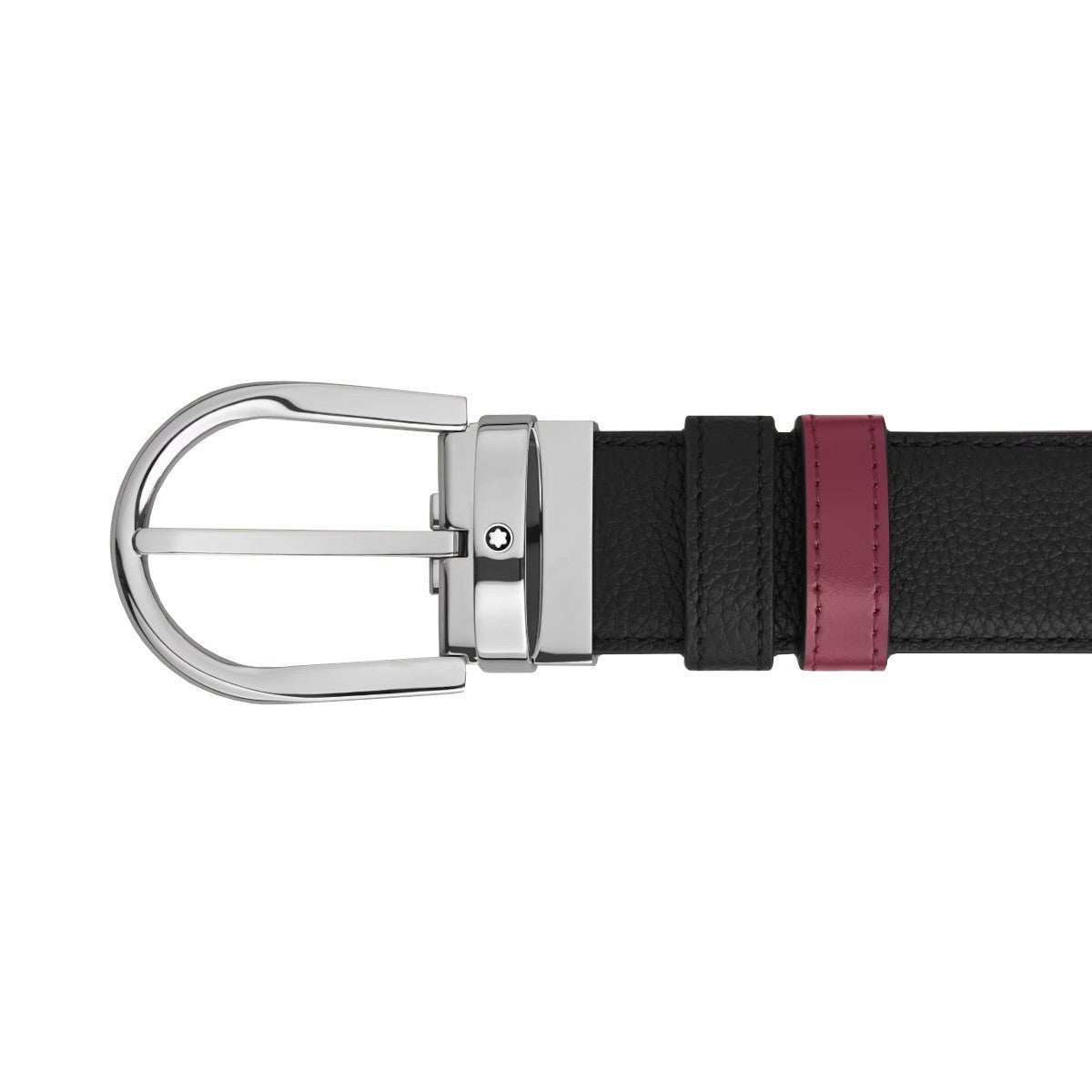 Ceinture hommeMontblancMontblanc Ceinture Montblanc en cuir réversible 35 mm uni grain/cassis noir avec boucle fer à cheval.