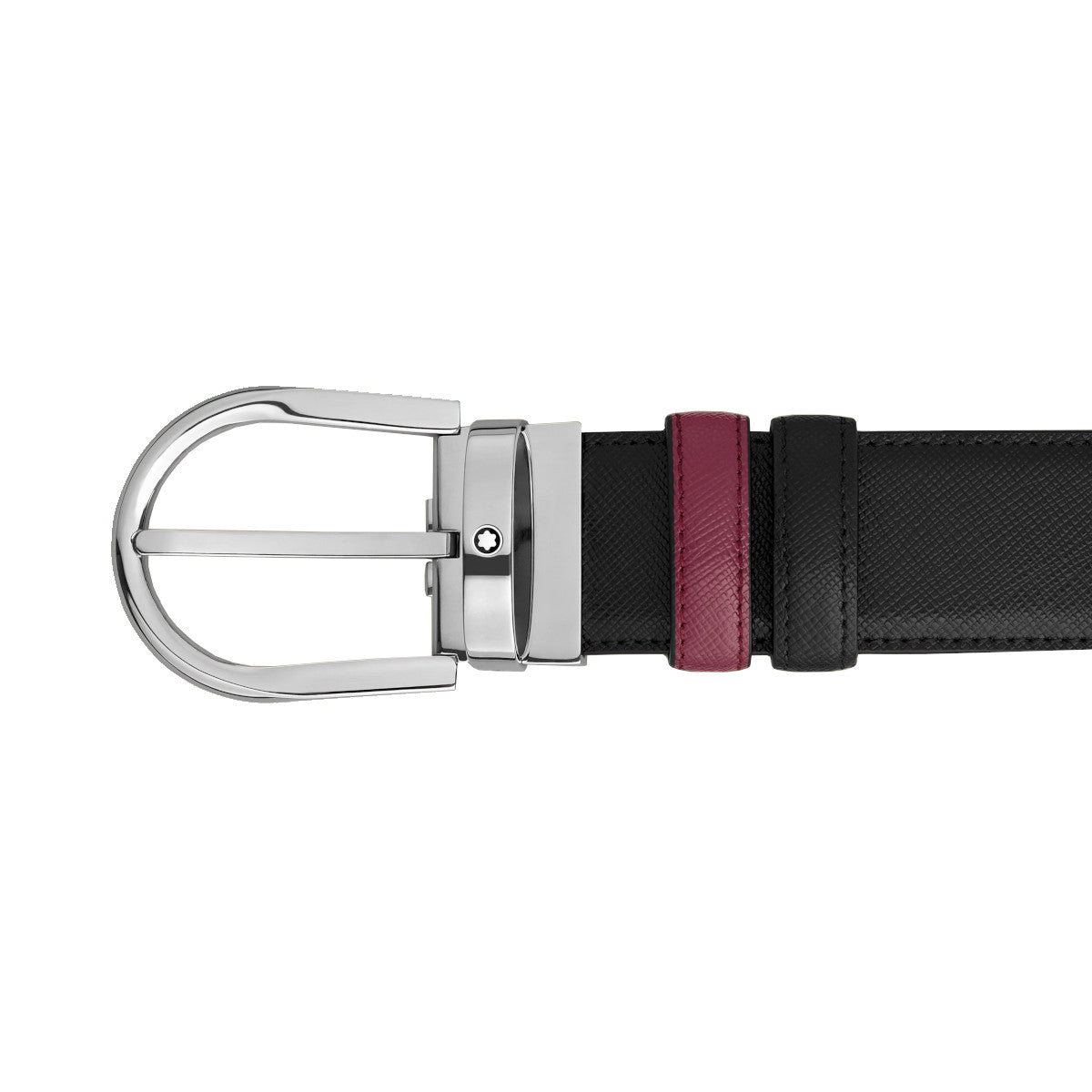 Ceinture hommeMontblancMontblanc Ceinture Montblanc réversible en cuir noir/cassis 35 mm avec boucle en fer à cheval