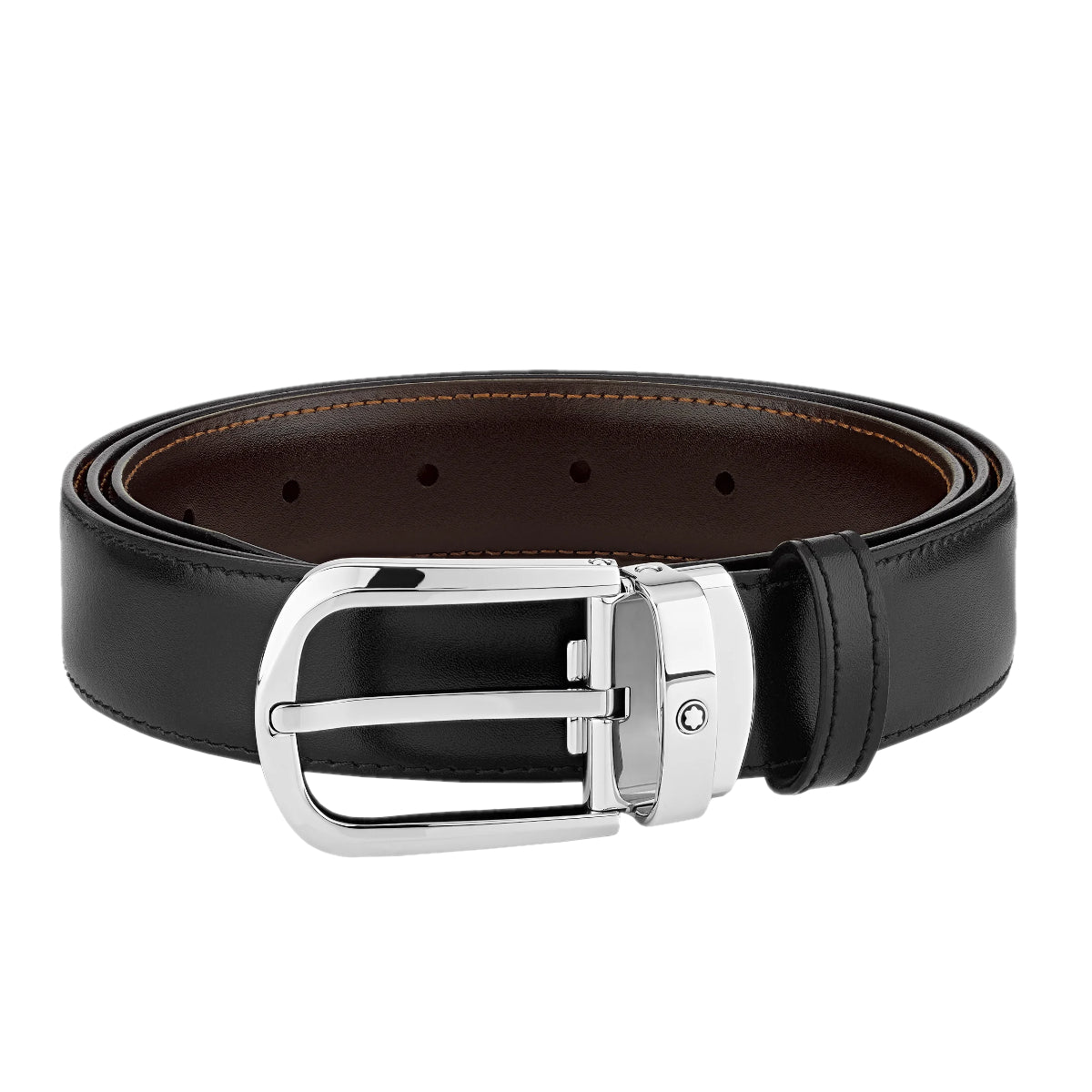 Ceinture hommeMontblancMontblanc Ceinture réversible à boucle fer à cheval de 30 mm en cuir noir/marron