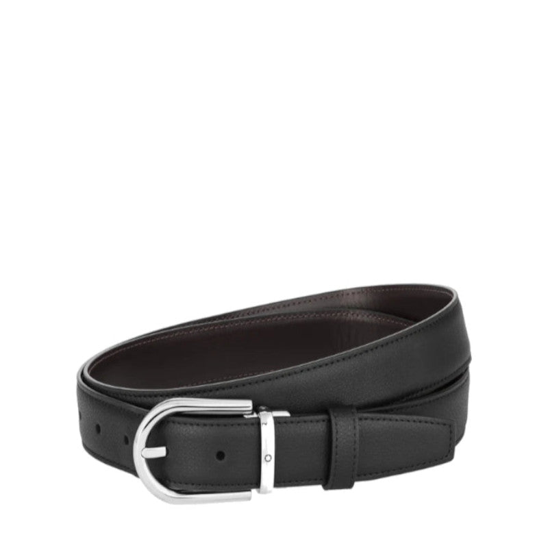 Ceinture hommeMontblancMontblanc Ceinture réversible à boucle fer à cheval de 30 mm en cuir noir/marron