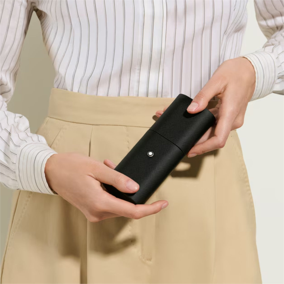 Case for 2 Montblanc Writing Instruments in Black Leather Sartorial 