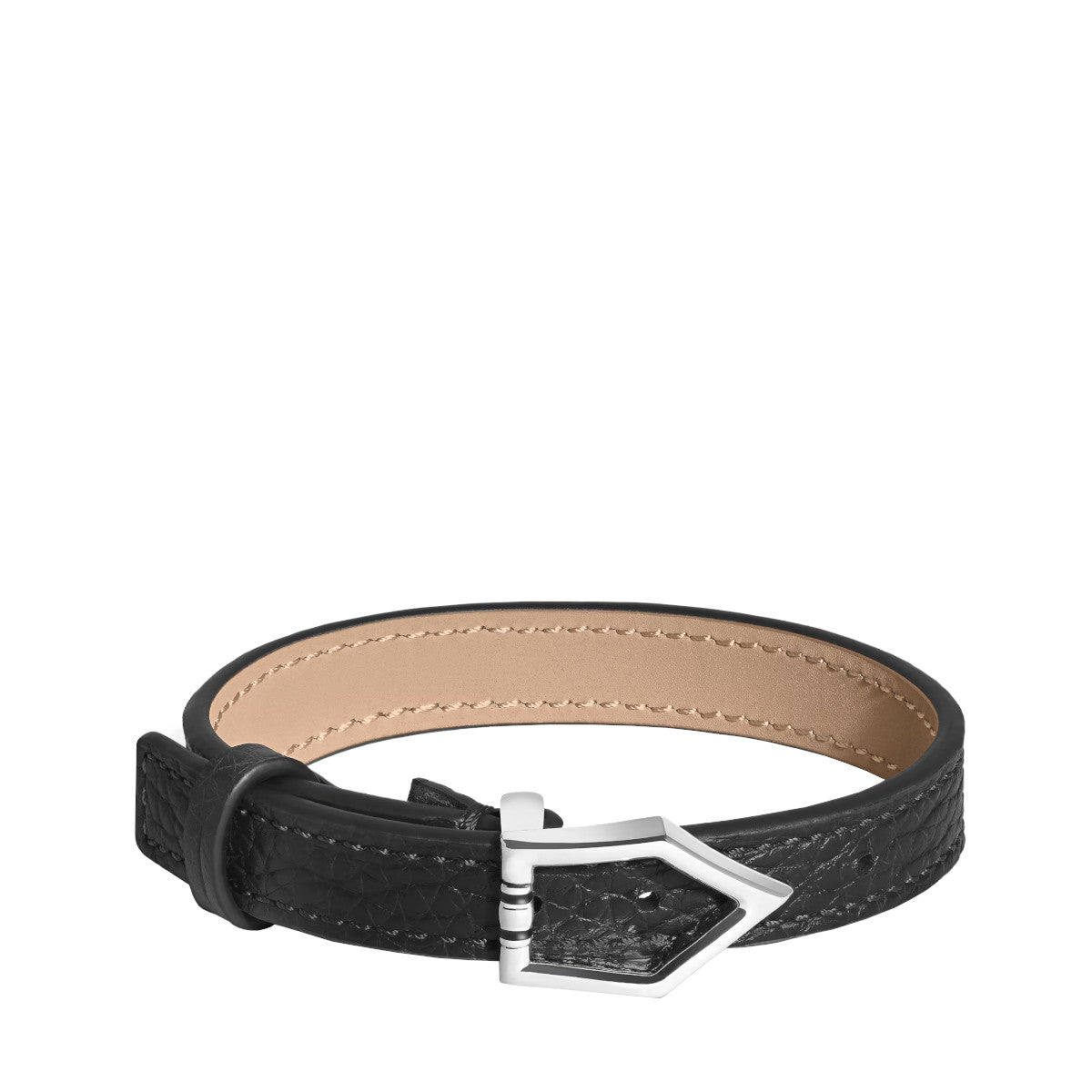 Adjustable Horseshoe Bracelet in black Montblanc grained leather 