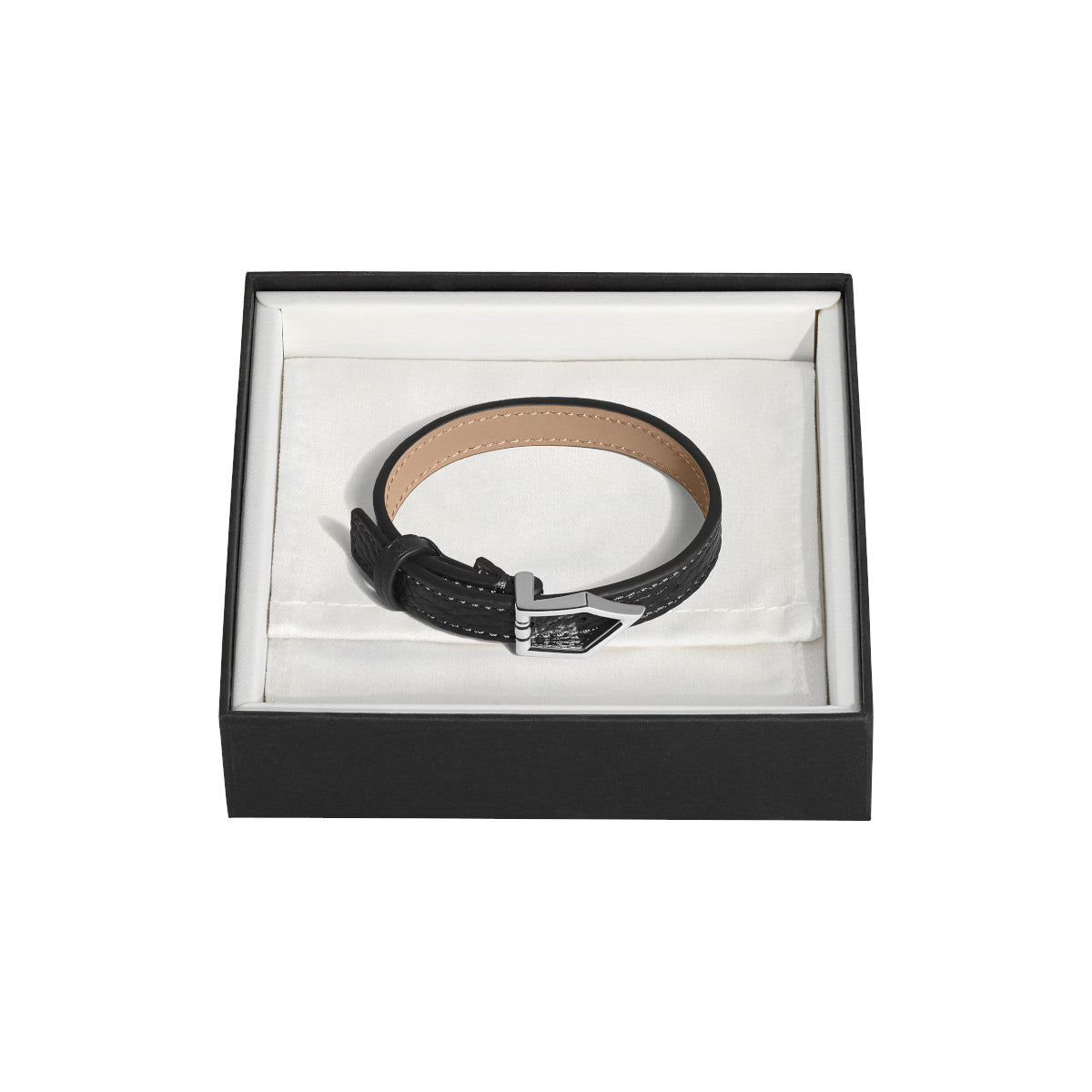 Adjustable Horseshoe Bracelet in black Montblanc grained leather 