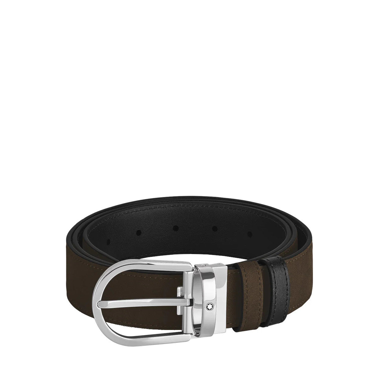 Montblanc Horseshoe Reversible Belt 35 mm in Black Suede 