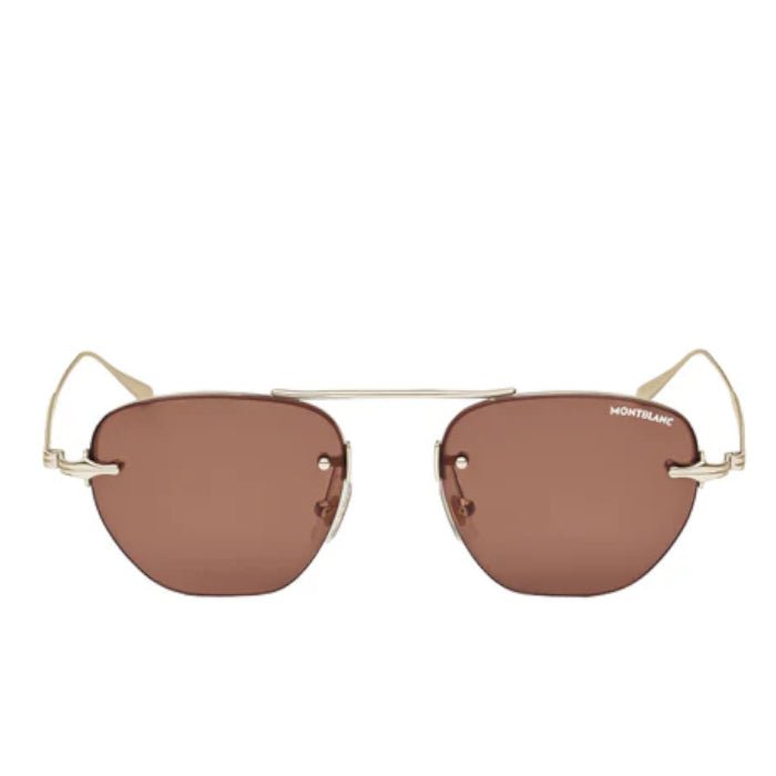 Lunettes de soleilMontblancLunettes de soleil Montblanc ovales à monture métallique dorée