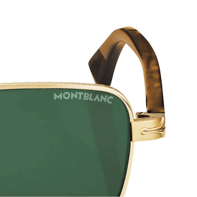 Lunettes de soleilMontblancLunettes de soleil Montblanc rectangulaires à monture métallique dorée