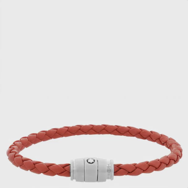 Montblanc bracelet Meisterstück in steel with 3 cayenne leather rings
