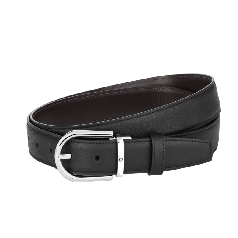 Ceinture réversible à boucle fer à cheval de 30 mm en cuir noir/marron