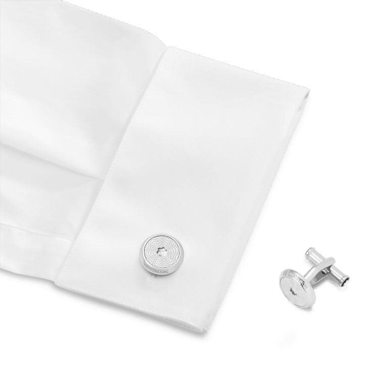 Boutons de manchetteMontblancBoutons de manchette Montblanc ronds en acier inoxydable de Montblanc