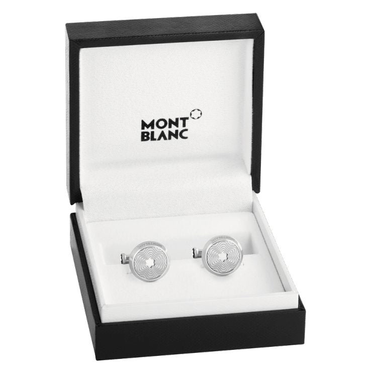 Boutons de manchetteMontblancBoutons de manchette Montblanc ronds en acier inoxydable de Montblanc