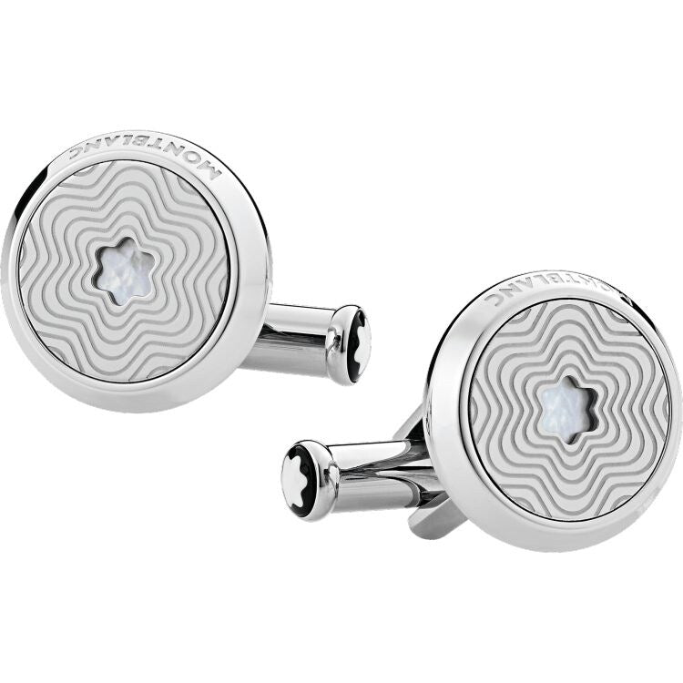 Boutons de manchetteMontblancBoutons de manchette Montblanc ronds en acier inoxydable de Montblanc