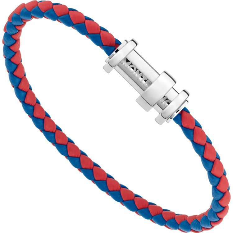 Bracelet hommeMontblancBracelet homme en cuir rouge/bleu tressé avec fermoir magnétiqueM