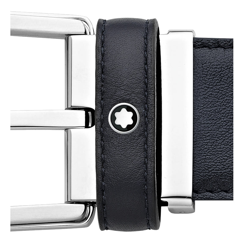 Ceinture hommeMontblancCeinture à boucle fer à cheval de 35 mm en cuir bleu