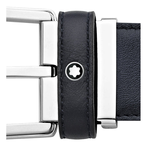 Ceinture hommeMontblancCeinture à boucle fer à cheval de 35 mm en cuir bleu
