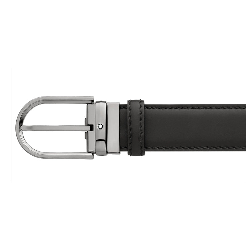 Ceinture hommeMontblancCeinture à boucle fer à cheval de 35 mm en cuir noir