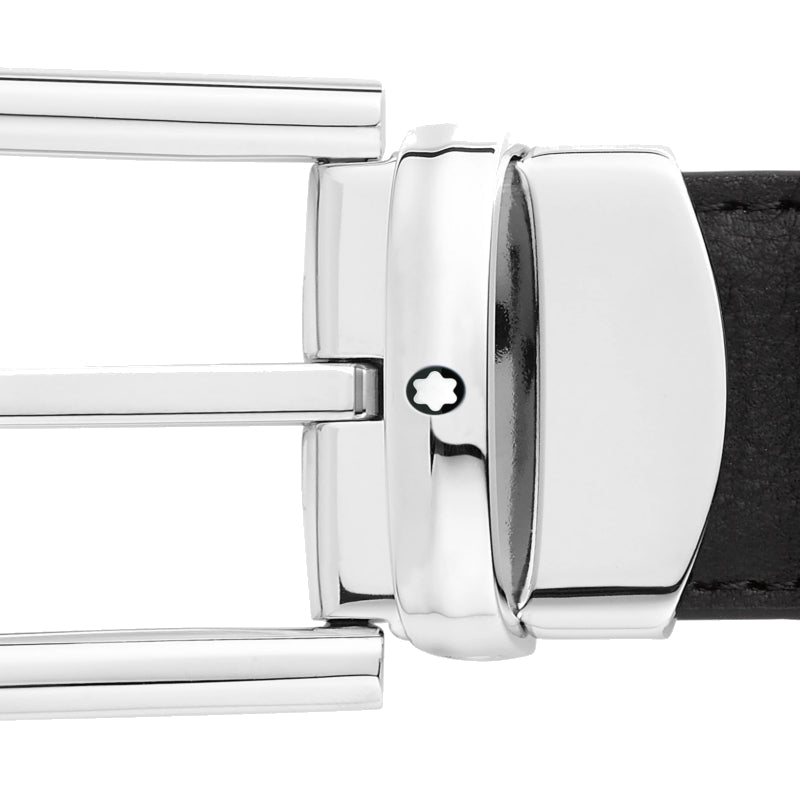 Ceinture hommeMontblancCeinture réversible à boucle fer à cheval de 30 mm en cuir noir/bordeaux