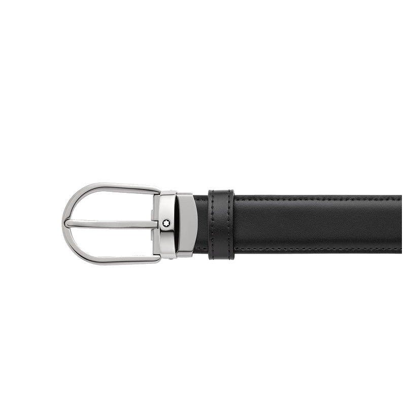 Ceinture hommeMontblancCeinture réversible à boucle fer à cheval de 30 mm en cuir noir/marron