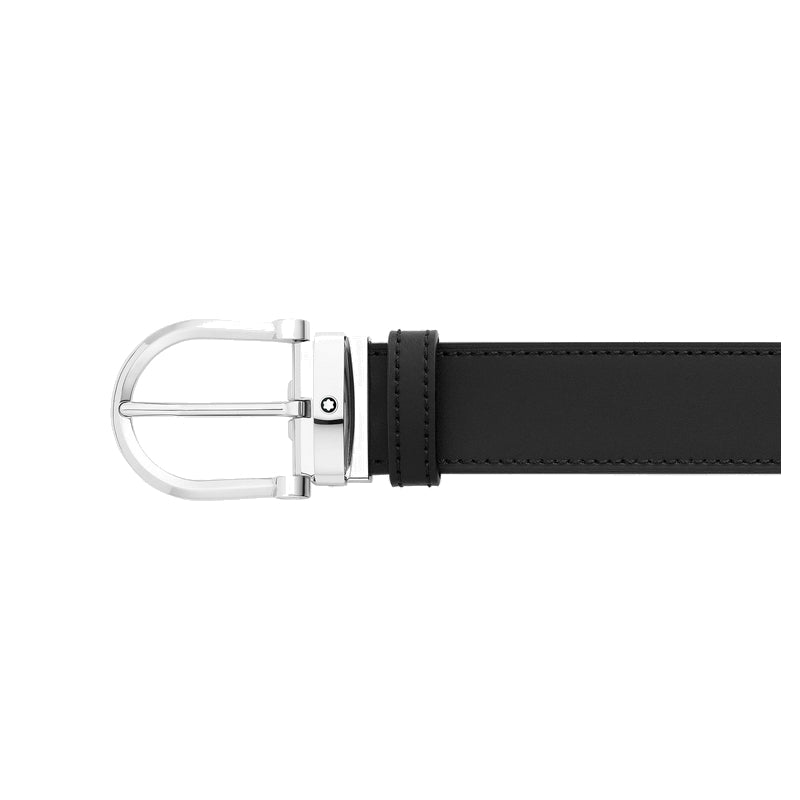 Ceinture hommeMontblancCeinture réversible à boucle fer à cheval de 35 mm en cuir noir/marron