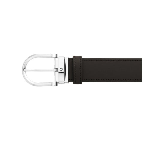 Ceinture hommeMontblancCeinture réversible à boucle fer à cheval de 35 mm en cuir noir/marron