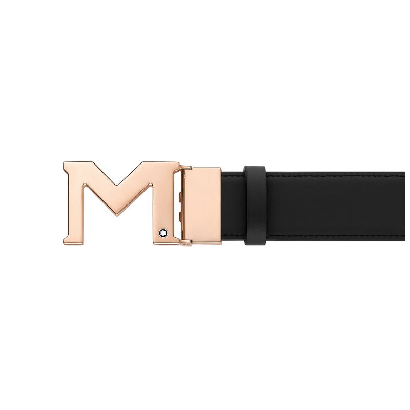 Ceinture hommeMontblancCeinture réversible à boucle M de 35 mm en cuir noir/bleu