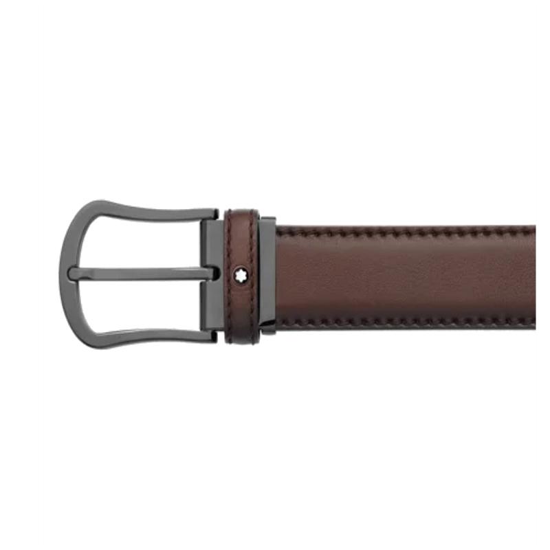 Ceinture hommeMontblancMontblanc Ceinture à boucle ardillon arrondie en acier inoxydable mat et revêtement PVD noir