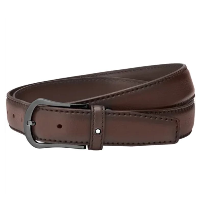 Ceinture hommeMontblancMontblanc Ceinture à boucle ardillon arrondie en acier inoxydable mat et revêtement PVD noir
