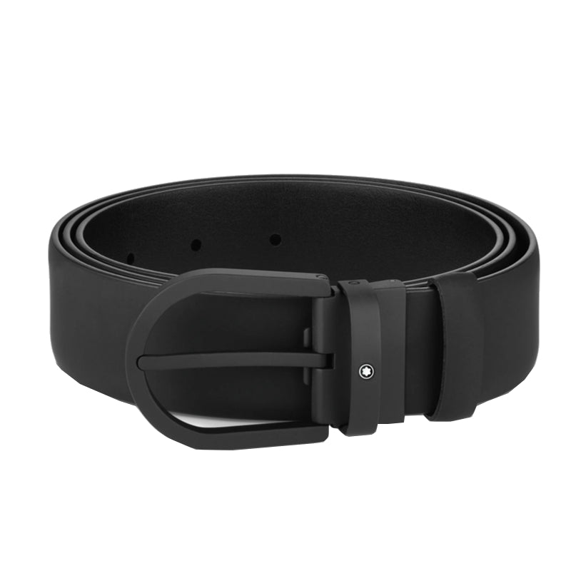 Ceinture hommeMontblancMontblanc Ceinture à boucle fer à cheval de 35 mm en cuir noir