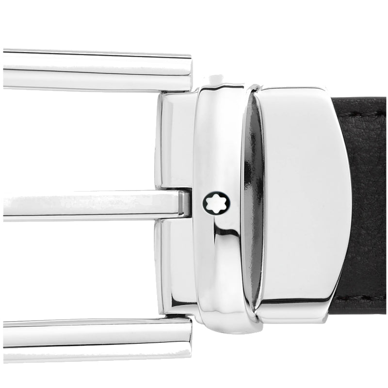 Ceinture hommeMontblancMontblanc Ceinture réversible à boucle fer à cheval de 30 mm en cuir noir/bleu