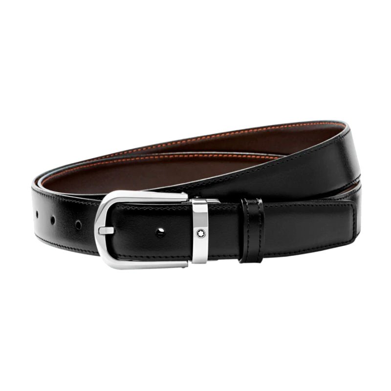Ceinture hommeMontblancMontblanc Ceinture réversible à boucle fer à cheval de 30 mm en cuir noir/marron
