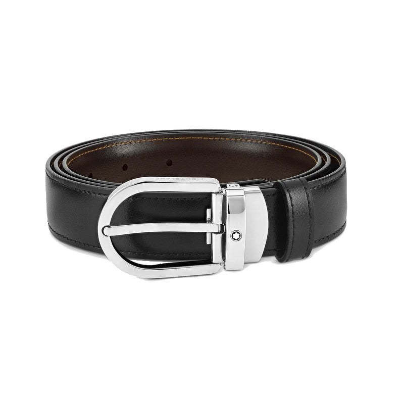 Ceinture hommeMontblancMontblanc Ceinture réversible à boucle fer à cheval de 30 mm en cuir noir/marron