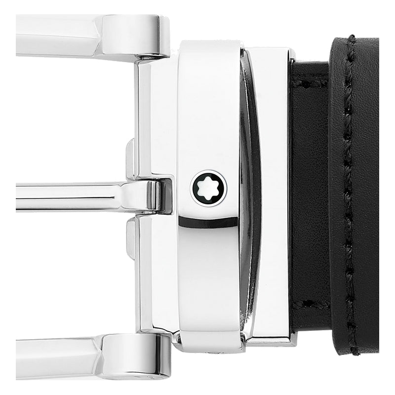 Ceinture hommeMontblancMontblanc Ceinture réversible à boucle fer à cheval de 35 mm en cuir noir/bleu