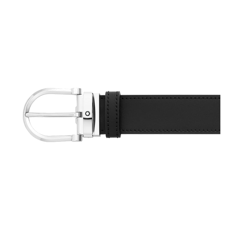 Ceinture hommeMontblancMontblanc Ceinture réversible à boucle fer à cheval de 35 mm en cuir noir/bleu