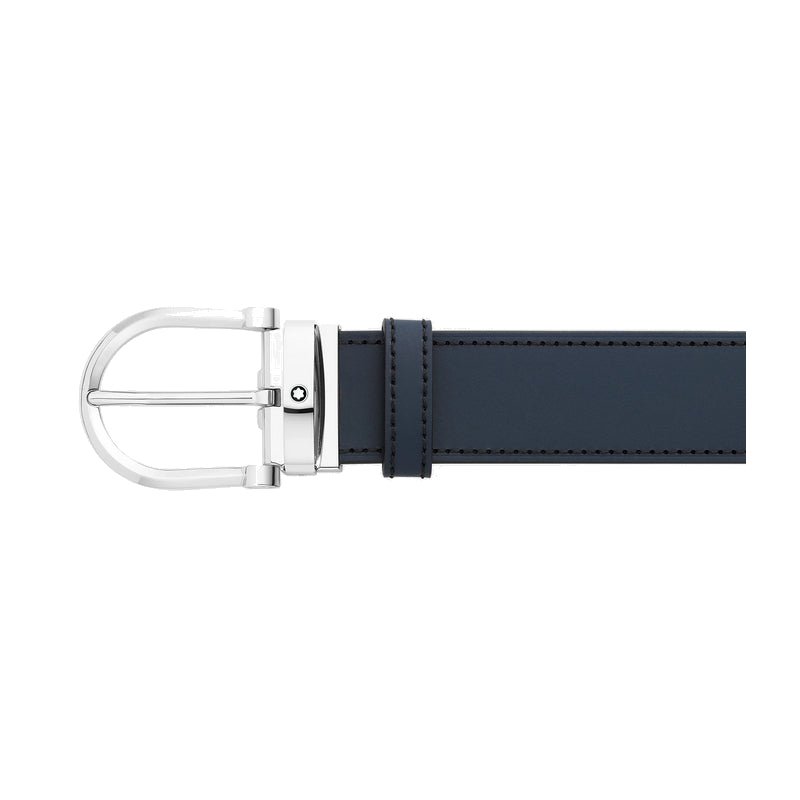 Ceinture hommeMontblancMontblanc Ceinture réversible à boucle fer à cheval de 35 mm en cuir noir/bleu