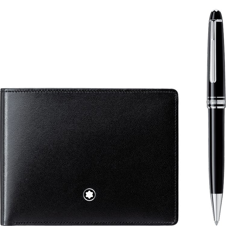Coffret cadeauMontblancCoffret avec stylo bille Montblanc Meisterstück Platiné Classique et portefeuille 6cc Meisterstück