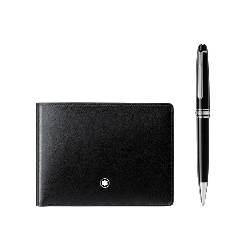 Coffret cadeauMontblancCoffret composé d’un stylo bille Montblanc Meisterstück Classique platiné et d’un portefeuille 6cc Meisterstück